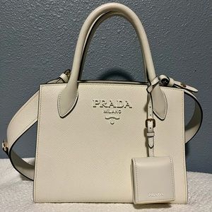 MINT CONDITION Prada Monochrome small Saffiano bag - white